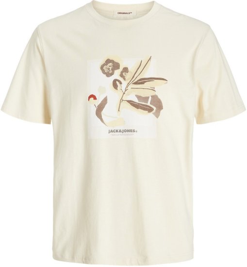 Jack & Jones Almeria Front Print Crew Neck T-Shirt Antique White - Kratke Majice - Moške kratke majice za močnejše postave