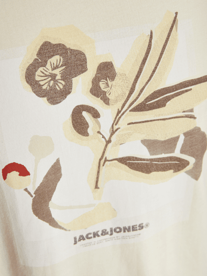 Jack & Jones Almeria Front Print Crew Neck T-Shirt Antique White - Kratke Majice - Moške kratke majice za močnejše postave