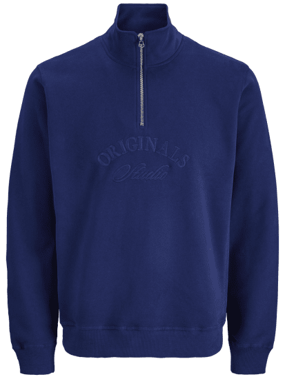 Jack & Jones Bleecker Branding High Neck Sweatshirt Ocean Cavern - Puloverji & jopice - Moški Puloverji & Jopice za Močnejše Postave