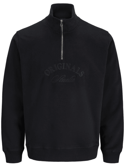 Jack & Jones Bleecker Branding High Neck Sweatshirt Black - Puloverji & jopice - Moški Puloverji & Jopice za Močnejše Postave