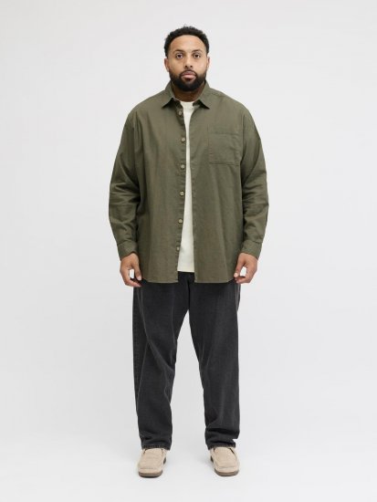 Jack & Jones Tristan Overshirt kaki - Srajce - Moške srajce za Močnejše Postave