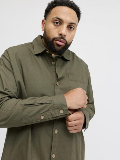 Jack & Jones Tristan Overshirt kaki - Srajce - Moške srajce za Močnejše Postave
