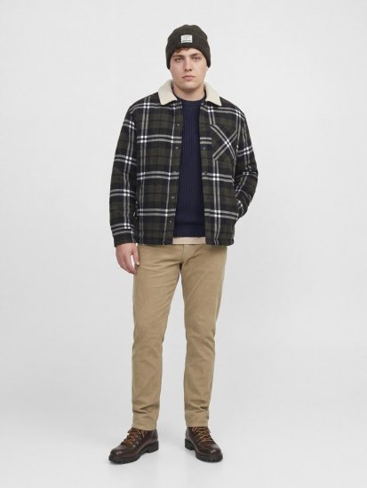 Jack & Jones Zac Teddy Srajčna jakna Zelena - Jakne - Moške bunde za Močnejše Postave