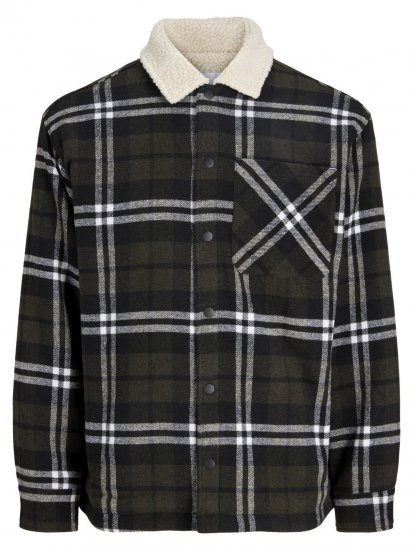 Jack & Jones Zac Teddy Srajčna jakna Zelena - Jakne - Moške bunde za Močnejše Postave