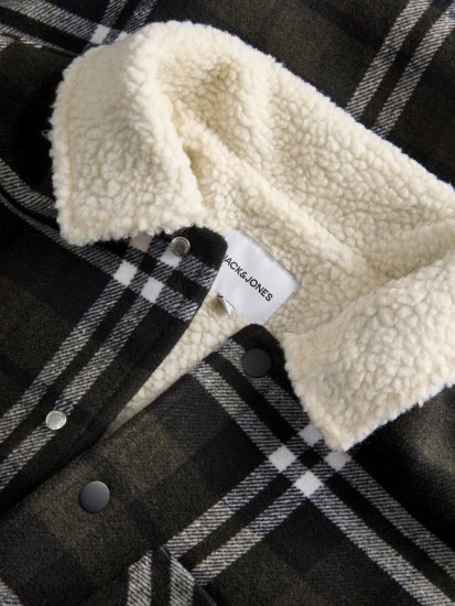 Jack & Jones Zac Teddy Srajčna jakna Zelena - Jakne - Moške bunde za Močnejše Postave
