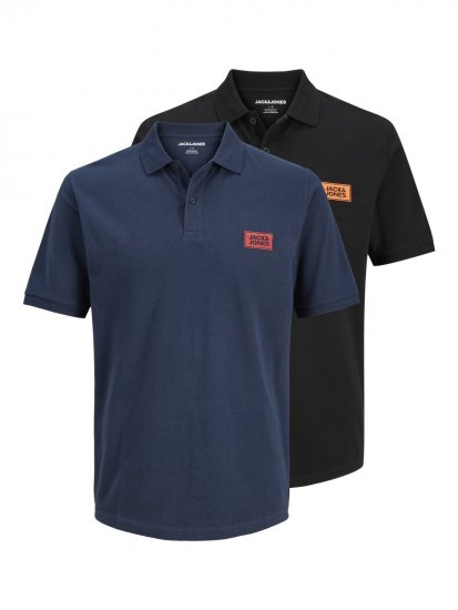 Jack & Jones Rush polo majica 2 kos črna/mornarska - Polo majice - Moške Polo Majice za Močnejše Postave