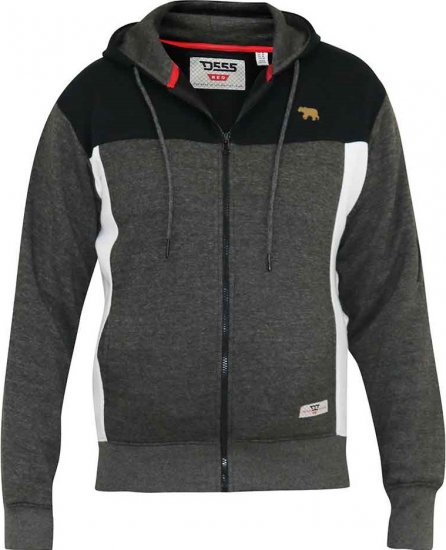 D555 NATHAN Full Zip Hoody With Cut And Sew Detail Black/Charcoal - Puloverji & jopice - Moški Puloverji & Jopice za Močnejše Postave
