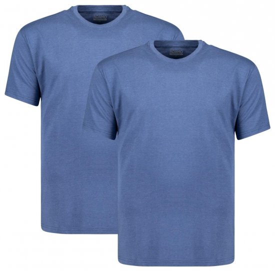 Adamo 129420 Majica 2 kosa Denim modra - Kratke Majice - Moške kratke majice za močnejše postave