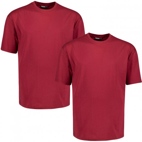 Adamo Marlon Comfort fit 2-pack T-shirt Burgundy - Kratke Majice - Moške kratke majice za močnejše postave