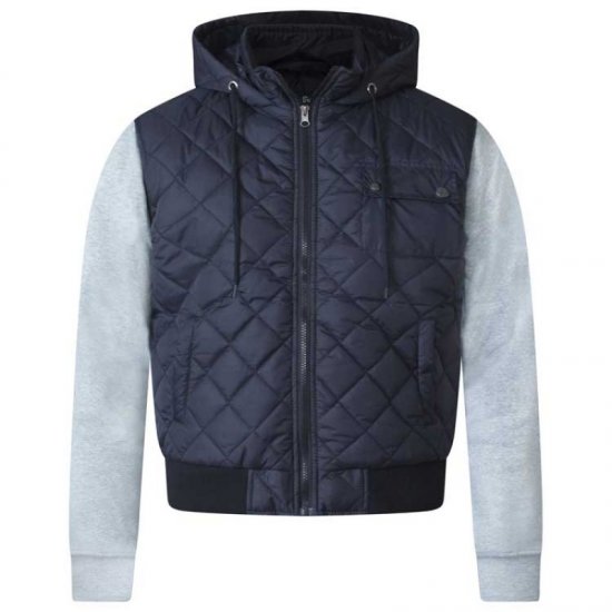 D555 Willie Hooded Quilted Jacket with Fleece sleeves - Jakne - Moške bunde za Močnejše Postave
