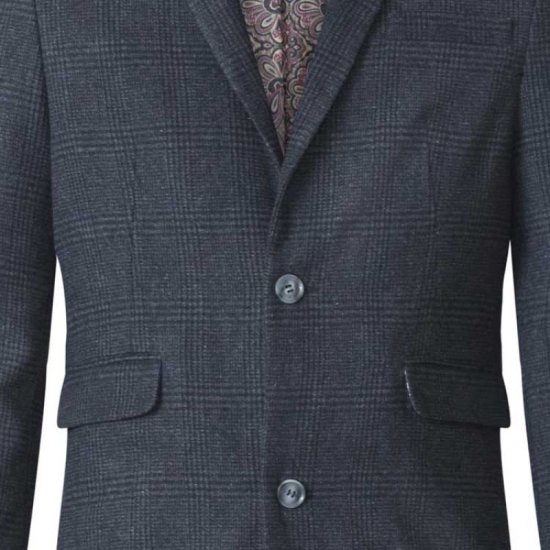 D555 Terry Checked Overcoat Charcoal - Jakne - Moške bunde za Močnejše Postave