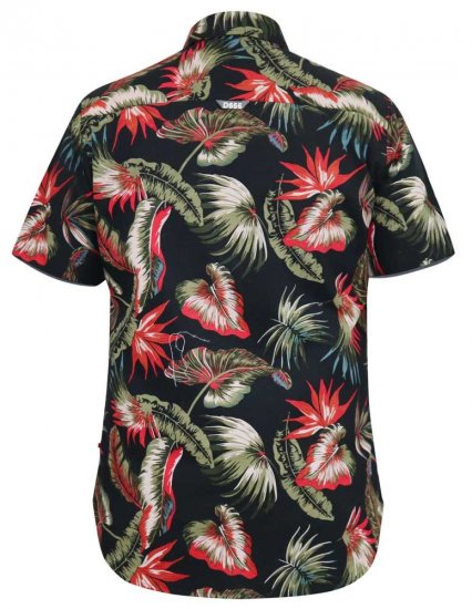 D555 LENNOX Hawaiian AO Print Shirt Black - Srajce - Moške srajce za Močnejše Postave