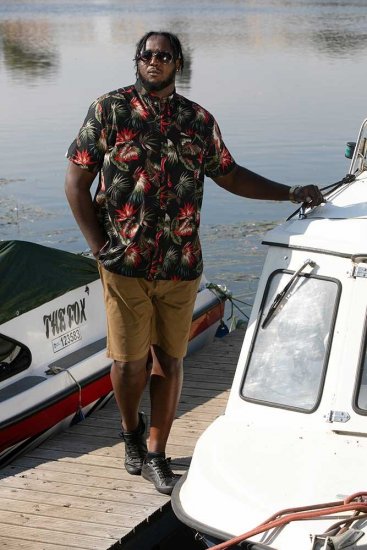 D555 LENNOX Hawaiian AO Print Shirt Black - Srajce - Moške srajce za Močnejše Postave