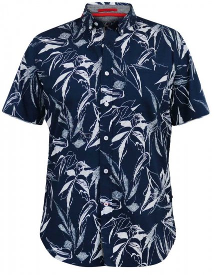 D555 FINLEY Hawaiian AO Print Shirt Navy - Srajce - Moške srajce za Močnejše Postave