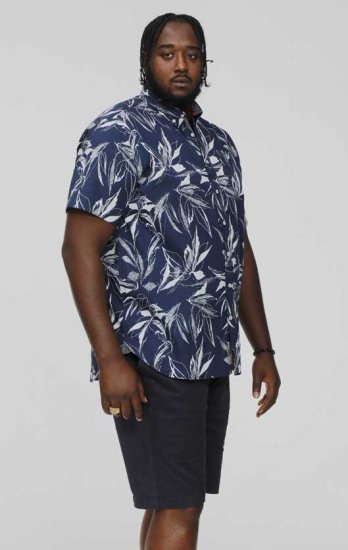 D555 FINLEY Hawaiian AO Print Shirt Navy - Srajce - Moške srajce za Močnejše Postave