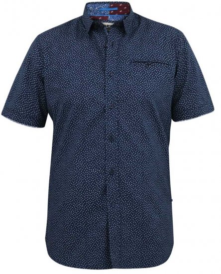 D555 BRODY S/S Micro AO Print Shirt Navy - Srajce - Moške srajce za Močnejše Postave