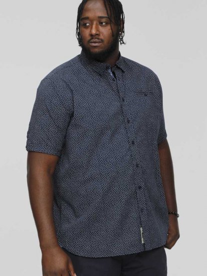 D555 BRODY S/S Micro AO Print Shirt Navy - Srajce - Moške srajce za Močnejše Postave