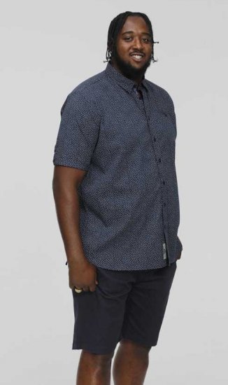 D555 BRODY S/S Micro AO Print Shirt Navy - Srajce - Moške srajce za Močnejše Postave