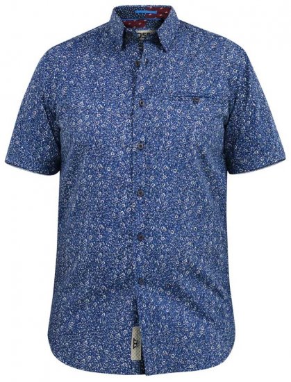 D555 KYLE S/S Micro AO Print Shirt Blue - Srajce - Moške srajce za Močnejše Postave