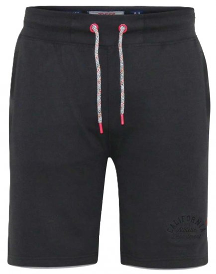 D555 STEFAN1 Elasticated Waist Loop Back Shorts Black - Trenirke & kratke trenirke - Moške Trenirke za Močnejše Postave