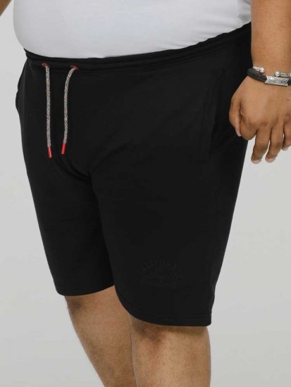 D555 STEFAN1 Elasticated Waist Loop Back Shorts Black - Trenirke & kratke trenirke - Moške Trenirke za Močnejše Postave