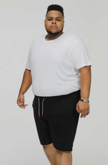 D555 STEFAN1 Elasticated Waist Loop Back Shorts Black - Trenirke & kratke trenirke - Moške Trenirke za Močnejše Postave