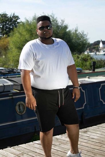 D555 STEFAN1 Elasticated Waist Loop Back Shorts Black - Trenirke & kratke trenirke - Moške Trenirke za Močnejše Postave