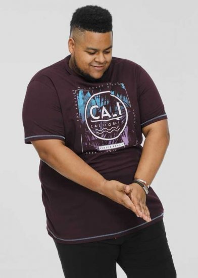 D555 NOVA Cali Surf Printed Crew Neck T-Shirt Plum - Kratke Majice - Moške kratke majice za močnejše postave