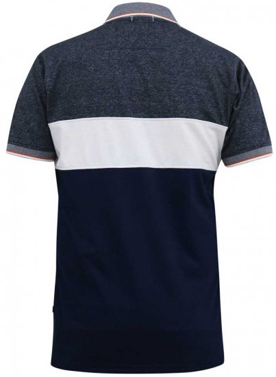 D555 EMERSON Cut And Sew Polo With Jacquard Collar Navy - Polo majice - Moške Polo Majice za Močnejše Postave