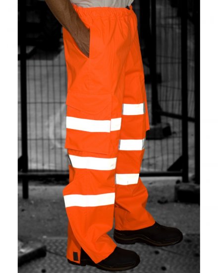 Leo Instow Breathable Executive Cargo Rain pants Hi-Vis Orange - Delovne obleke - Delovne Obleke Močnejše postave