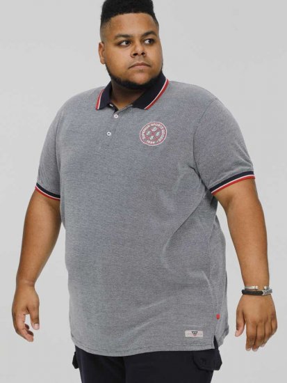 D555 KEMSTON Birds Eye Pique Polo Navy/White - Polo majice - Moške Polo Majice za Močnejše Postave