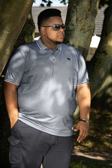 D555 GIBRALTAR Pique Polo Blue - Polo majice - Moške Polo Majice za Močnejše Postave