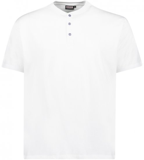 Adamo Silas Regular fit Serafino T-shirt White - Kratke Majice - Moške kratke majice za močnejše postave