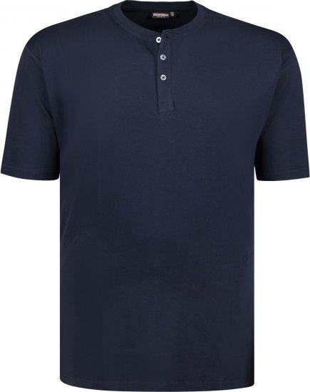 Adamo Silas Regular fit Serafino T-shirt Navy - Kratke Majice - Moške kratke majice za močnejše postave