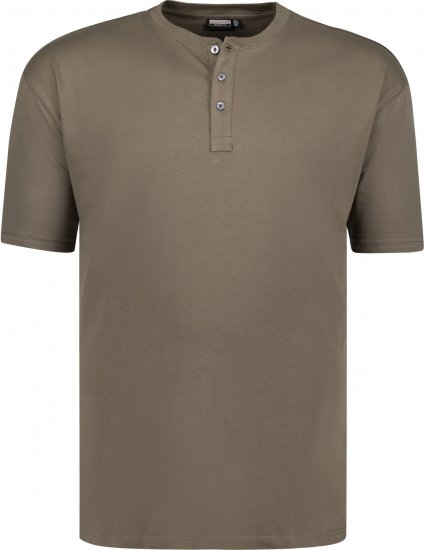 Adamo Silas Regular fit Serafino T-shirt Khaki - Kratke Majice - Moške kratke majice za močnejše postave