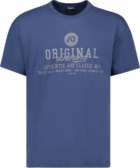Adamo Sandro Regular fit Slub effect T-shirt Indigo Blue - Kratke Majice - Moške kratke majice za močnejše postave