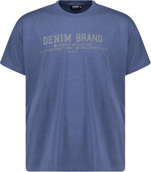 Adamo Simon Regular fit Printed T-shirt Denim Blue - Kratke Majice - Moške kratke majice za močnejše postave