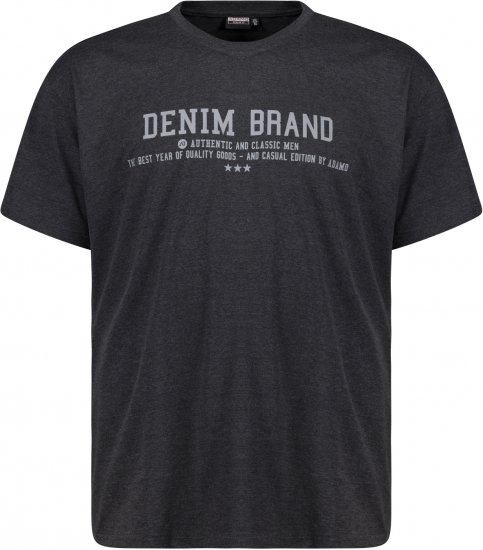 Adamo Simon Regular fit Printed T-shirt Charcoal - Kratke Majice - Moške kratke majice za močnejše postave