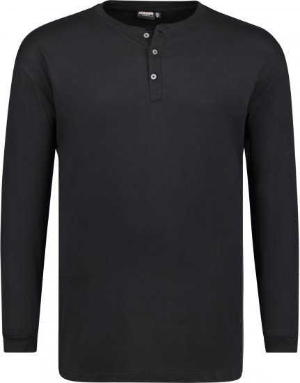Adamo Sven Regular fit Serafino Long sleeve T-shirt Black - Kratke Majice - Moške kratke majice za močnejše postave