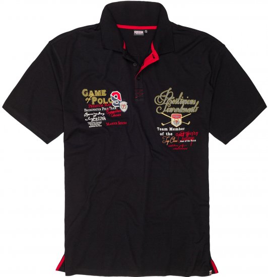 Adamo DURBAN Regular fit Polo Shirt Black - Polo majice - Moške Polo Majice za Močnejše Postave