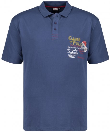 Adamo Perth Printed Polo Shirt Denim Blue - Polo majice - Moške Polo Majice za Močnejše Postave