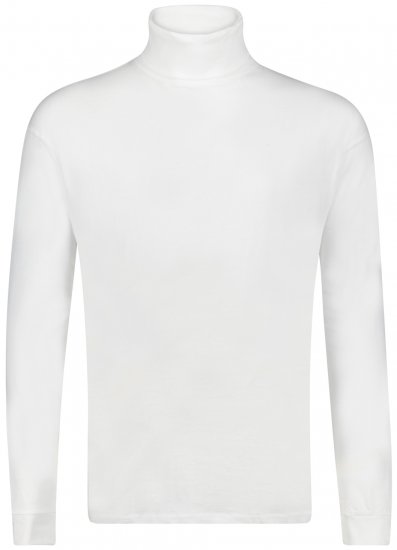 Adamo Fabio Comfort fit Turtleneck Long sleeve T-shirt White - Kratke Majice - Moške kratke majice za močnejše postave