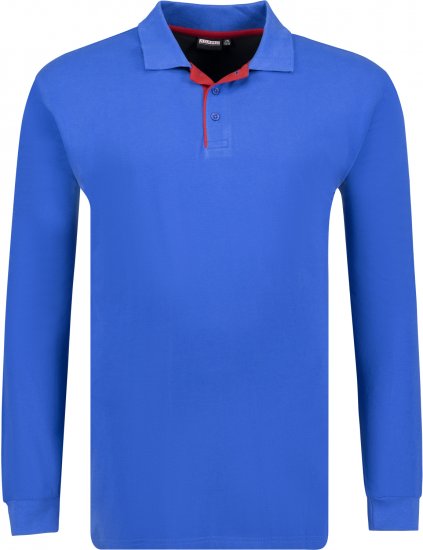 Adamo Peter Comfort fit Long sleeve Polo Blue - Polo majice - Moške Polo Majice za Močnejše Postave