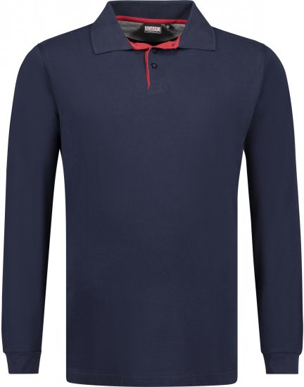 Adamo Peter Comfort fit Long sleeve Polo Navy - Polo majice - Moške Polo Majice za Močnejše Postave