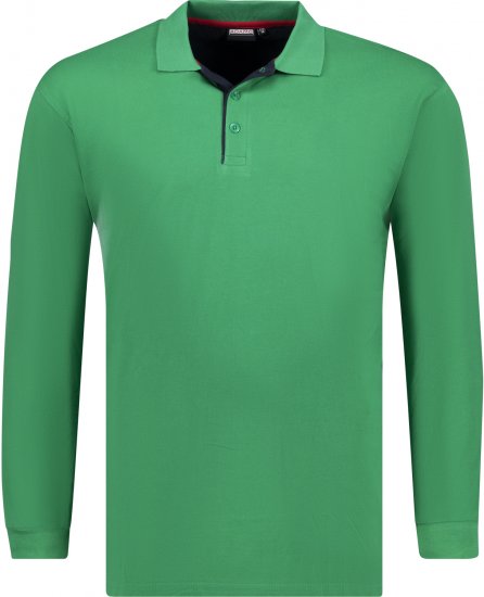 Adamo Peter Comfort fit Long sleeve Polo Green - Polo majice - Moške Polo Majice za Močnejše Postave