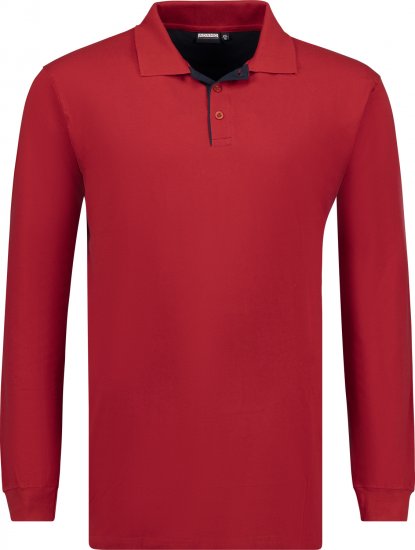 Adamo Peter Comfort fit Long sleeve Polo Red - Polo majice - Moške Polo Majice za Močnejše Postave