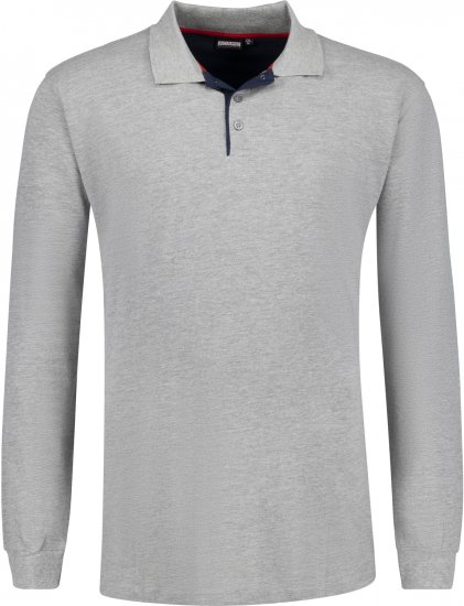 Adamo Peter Comfort fit Long sleeve Polo Grey - Polo majice - Moške Polo Majice za Močnejše Postave
