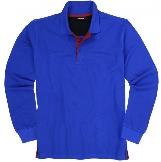 Adamo Peter Comfort fit Long sleeve Polo Blue - Polo majice - Moške Polo Majice za Močnejše Postave
