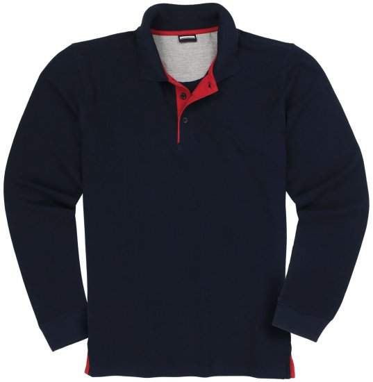 Adamo Peter Comfort fit Long sleeve Polo Navy - Polo majice - Moške Polo Majice za Močnejše Postave