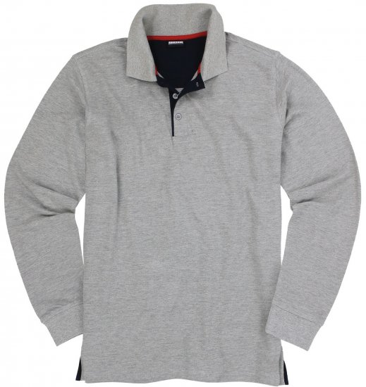 Adamo Peter Comfort fit Long sleeve Polo Grey - Polo majice - Moške Polo Majice za Močnejše Postave